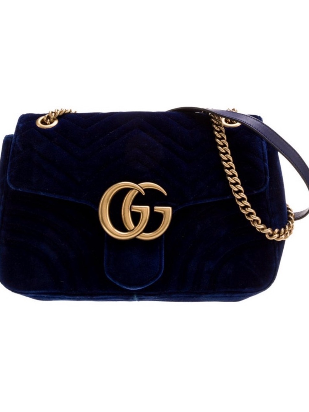 Gucci GG Marmont Matelesse Medium Navy Velvet Crossbody